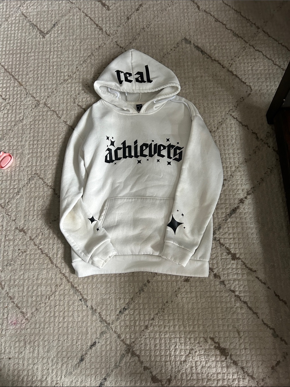 SHEIN White Hoodie with Black "Achievers" Graphic